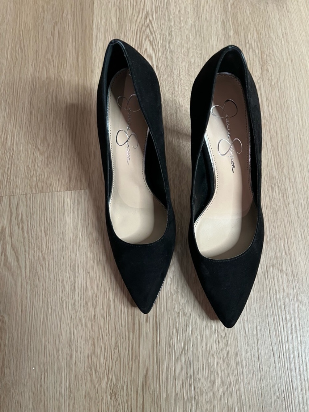 Jessica Simpson Black Pointed-Toe Faux Suede Pumps